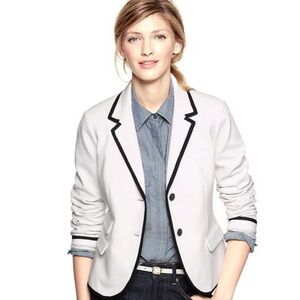 Gap Women’s The Academy Blazer White Black Trim Size 4
